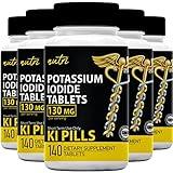 Potassium Iodide Tablets (5 Pack) 130mg - 700 Tablets EXP 10/2032 - Iodine Tablets - Potassium Iodine Pills - YODO Naciente - KI Pills - Potassium Iodine Tablets - Yoduro de Potasio - by Nutri