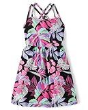 The Children's Place,Girls,Casual Sleeveless Tiered Dresses,Black Tropical,Medium