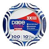 Dixie Ultra, Large Paper Plates, 10 Inch, 100 Count, 3X Stronger*, Heavy Duty, Microwave-Safe, Soak-Proof, Cut Resistant, Disposable Plates For Heavy, Messy Meals