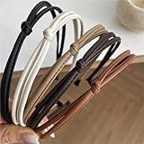 WOVOWOVO 5 Pcs Thin Leather Headbands for Women, Cute Knotted Head Bands for Women’s Hair Womens Headbands Fashion Black Brown White Headbands for Girls Womens Hair Accessories