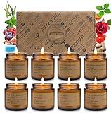 8 Pack Candles for Home Scented, Aromatherapy Jar Candle Gifts for Women, Natural Soy Wax Amber Candles Set, Scented Candles Set for Birthday Valentine Mother's Christmas Day Present