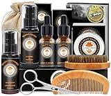 Upgraded Beard Grooming Kit w/Beard Conditioner,Beard Oil,Beard Balm,Beard Brush,Beard Wash,Beard Comb,Beard Scissor,Bag,E-Book,Beard Care Daddy Gifts for Men Him Dad Husband Boyfriend