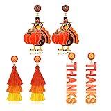 3 PairsThanksgiving Earrings for Women Fun THANKS Turkey Enamel Drop Dangle Earrings Fall Long Tassel Layered Dangly Earrings Fall Autumn Seasonal Statement Earrings Jewelry Gifts for Women