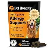 Allergy Support Fresh - Dental Sticks for Dogs - Dental Dog Chews - Immune Health + Allergy Support for Dogs - Freshen Dog Breath, Reduce Plaque + Tartar - 30 Sticks