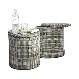 Elle Decor Vallauris Patio Outdoor Furniture Collection, Premium All Weather Wicker, Storage Side Table, Gray