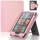 Lainergie Case for Kindle Paperwhite 7"/6.8" (12th/11th Gen, 2024/2021) & Kindle Colorsoft Signature Edition 2024, Slim PU Shell Cover with Stand, Hand Strap, Auto-Wake/Sleep Feature Not for TCL, Pink