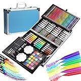 Halobios Art Supplies, 144-Piece Deluxe Art Set Professional Art Kit with Portable Aluminum Case, Crafts Drawing Painting Kit for Gifts Adults Kids Artists