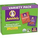 Annie's Organic Bunny Fruit Flavored Kids Snacks Variety Pack, Summer Strawberry and Berry Patch Flavors, School Lunch Snacks, Stocking Stuffer, 22 Ct, 15.4 oz