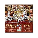 SUNSOUT INC - Carousel at The Fair - 550 pc Jigsaw Puzzle by Artist: Thelma Winter - Finished Size 15" x 24" - MPN# 62701