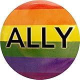 Ally - Rainbow On Black - 1.25" Round Button