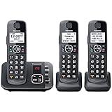 Panasonic DECT 6.0 Expandable Cordless Phone System with Answering Machine and Call Blocking - 3 Handsets - KX-TGE633M (Metallic Black)