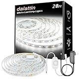 dalattin White LED Strip Lights, 20ft Dimmable Super Bright 24V Led Tape Light 6500K 360 LEDs Lights for Bedrooms, Mirror, Kitchen, Home Decoration Daylight White