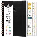 Clever Fox Teacher Planner Spiral – School Year Planner with Calendars & Lesson Plans – Teacher Plan Book for Classroom & Homeschool Organization - Undated, 7.9x10″ (Black)