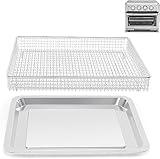 Stainless Steel Baking Tray Pan and Air Fryer Basket Compatible with Cuisinart Airfryer TOA-060 and TOA-065 Deep Fryer Parts & Accessories (with Cuisinart Airfryer models TOA-060 and TOA-065)