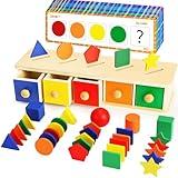 Montessori Toys Wooden Color & Shape Sorter Toys for Toddlers 1-3 Matching Box Sorting Blocks Manipulatives Preschool Learning Activities Educational Toys for 1 2 3 4 Year Old Boy Girl Kid Gifts