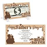 Yuntau Father's Day Money Holders for Cash Gift Acrylic Money Box Currency Holder with Transparent Bracket for Father Dad Cash Organizer Party Present(Wooden Style)