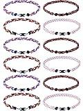 Jexine 12 Pcs Softball Baseball Necklaces for Boys Baseball Rope Necklace 3 Rope Braided Tornado Titanium Sports Softball Gifts for Team Girls (Multicolor)