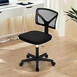 DUMOS Armless Desk Chairs with Wheels, Ergonomic Adjustable Home Office Swivel Rolling Task Chair No Arms, Comfy Mesh Mid Back Computer Work Vanity Desk Seat for Small Spaces, Black