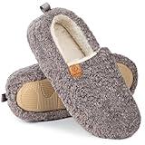 EverFoams Women’s Soft Curly Full Slippers Memory Foam Lightweight House Shoes Cozy Loafer with Polar Fleece Lining Grey,7-8 US