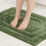 COSY HOMEER Extra Thick Bath Rugs for Bathroom - Anti-Slip Bath Linen Sets Mats Soft Plush Yarn Shaggy 100% Strong Polyester Living Room Bedroom Floor Water Absorbent(Green,17x27 - Inches)