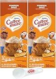 Coffee mate Pumpkin Spice, 50 Count Box (Pack of 2) Liquid Creamer Singles with By The Cup Coffee Scoop