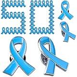 Crategurus Co. 50 Pcs Light Blue Awareness Ribbon Lapel Pin Graves Thyroid Disease Lymphedema Prostate Cancer Awareness Products for Trisomy 18 Cushing Syndrome Chronic Illness Survivor Gifts for Men
