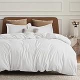 Bedsure White Duvet Cover Queen Size - Soft Double Brushed Bedding Set for Kids & Adults, Zipper Closure, 3 Pieces, Includes 1 Duvet Cover (90"x90") & 2 Pillow Shams, NO Comforter