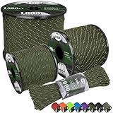X XBEN Paracord Reflective 1000lb, 50/100/200/500/1000ft 4mm, 13 Strand Paracord Rope, Tactical Parachute Cord for Camping, Fishing, Clothesline, Hammock, Tent & Survival Bracelet, Army Green