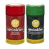 Wilton Holiday Dark Green and Red Sanding Sugar (3.25oz bottles), Holiday Baking and Decorations