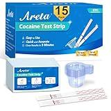 Areta Cocaine Test Strip: Cocaine Drug Test Single Panel Urine Screen Kits, 15 Pack Instant Accurate Home Cocaine Tests Coke Dipstick with Cups, 300 ng/mL Cutoff -ASCOC-114