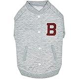 Blueberry Pet Soft & Comfy Baseball Fans Favorite Argyle Jacquard Pullover Dog Sweatshirt in Grey, Back Length 16", Pack of 1 Jacket for Dogs