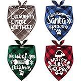 4 Pack Christmas Dog Scarves - Plaid Triangle Bandanas for Small to Large Dogs and Cats - Holiday Pet Accessories Gift Set