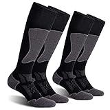 CS CELERSPORT 2 Pack Ski Socks for Men and Women Skiing, Snowboarding, Cold Weather, Winter Performance Socks, Black+Grey, Large