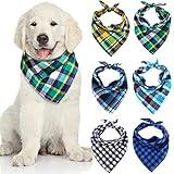 Christmas Dog Bandanas, 6 Pieces Triangle Dog Bandana Washable Square Plaid Printing Dog Adjustable Kerchief Set for Small to Large Dog Puppy Cat (Mature Style,16.1 Inch)