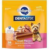 Pedigree Dentastix Dual Flavor Small Breed Dog Treats, Bacon & Chicken, 17.78 oz. Bag (84 Treats, Pack of 1)