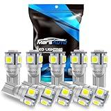 Marsauto 194 168 LED Light Bulbs 6000k White, 2825 W5W T10 Wedge Replacement for License Plate Lights Dome Map Door Courtesy Trunk Light, 3030 Chips Super Bright Pack of 10