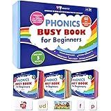 KIDDIEWIZE Learn to Read Phonics Busy Book for Beginning Readers, Montessori-Inspired Set of 3 Books for Kids Ages 3 4 5 6 7 8, 60 Learning Activities, Read in 4 Weeks with CVC Words and Sight Words