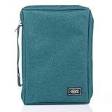 Christian Art Gifts Men/Women's Bible Cover Jesus Fish, Teal Canvas, Small