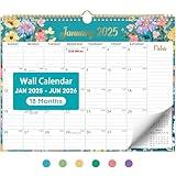 2025 Wall Calendar, Monthly Wall Calendar from January 2025 to June 2026, 11.5" x 14.7", Spiral Binding Hanging Wall Calendar, Perfect for Home or Office, Floral