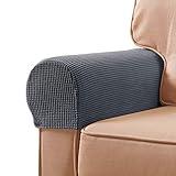 SUBRTEX Stretch Armrest Covers Spandex Arm Covers for Chairs Couch Sofa Armchair Slipcovers for Recliner Sofa with Twist Pins 2pcs (Gray)