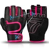 MOREOK Workout Gloves - Padded Weight Lifting for Men/Women, [3MM Gel] Fingerless Grip Gym Fitness Gloves Pink-S
