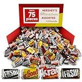 Hershys Miniatures Assorted Chocolate Candy - 1.5 Pounds, Approx 75 Individually Wrapped Bars, Hershys Dark Chocolate, Milk Chocolate, Krackel with Crisped Rice, Snacks Variety Pack for Adults, Bulk Candy Gifts