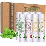 8-Pack Lip Balm Gift Set by Naturistick. Assorted Scents. 100% Natural Ingredients. Best Beeswax Chapsticks for Dry, Chapped Lips. Made in USA for Men, Women and Children