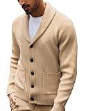 PJ PAUL JONES Mens Cardigan Sweater Shawl Collar Knit Sweaters Causal Button Up Sweaters Camel