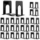 30 Pcs Metal Book Ends for Shelves, Heavy Duty Bookends for Office Home Kitchen Decorative, Nonskid Book Ends to Hold Heavy Books Black 6.5 x 5 x 5.7 in, 15 Pairs