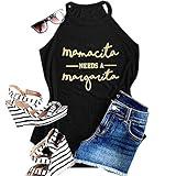 Womens Sleeveless Halter Tank Tops Mamacita Basic Cami Workout Tees Shirts Athletic Yoga Racerback Running Tops Gym Exercise Shirts, Black XL