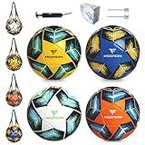 MGZFEZN 4 Pack Soccer Ball Size 5 for Youth and Adults, Outdoor and Indoor Training Practice Soccer Ball for School Sports Game with 1 Pump 1 Net Bag and 1 Gift Box（4 Pcs）