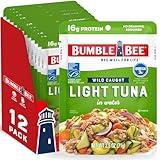 Bumble Bee Chunk Light Tuna in Water, 2.5 oz Pouches (Pack of 12) - Ready to Eat Wild Caught Skipjack Tuna Packet - 16g Protein per Serving - MSC Sustainable Seafood, Non-GMO, Gluten Free, Kosher