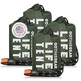 Go Time Gear Survival Life Tent • 2 Person Mylar Emergency Shelter Tube Tent + Paracord • All-Weather Protection for Camping, Hiking, & Survival Kits • Includes Emergency Whistle