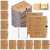 Spakon 20 Set Christian Church Gifts Bulk Bible Verse Bamboo Pens Mini Spiral Religious Notebook grandparents day gifts for church Sunday School Teacher Appreciation Day (Brown)